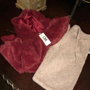 Red zip up/ Paired with gymshark lounge pants